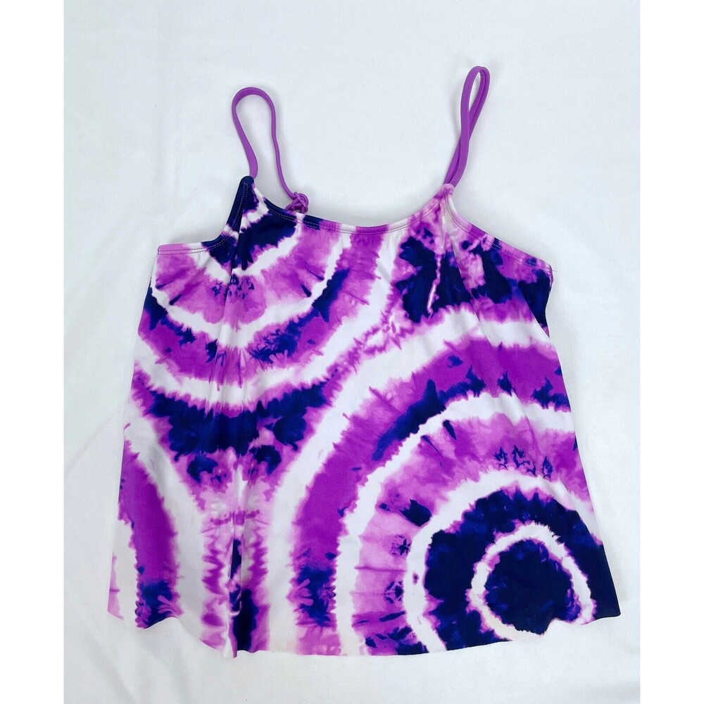 Justice Girl Size 12 Purple Tie Dye Ruffle Swirl Tankini Swim Suit‎ Top